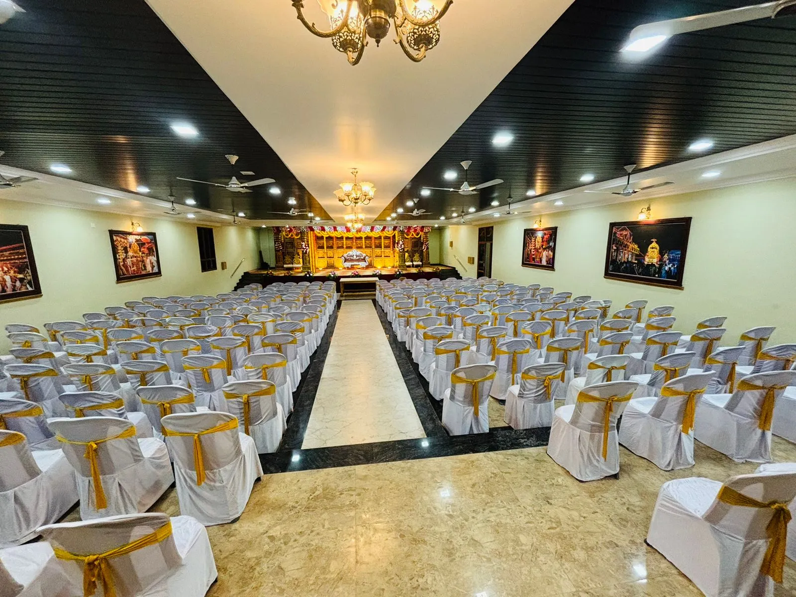 Hall setup at Parijatha Conventional Hall Dharmasthala — event configuration